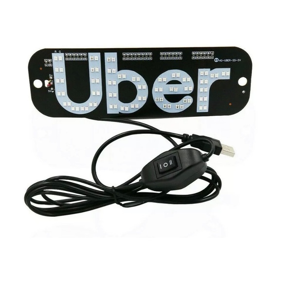 Uber led sign with usb connector in blue color - Picture 5 of 6
